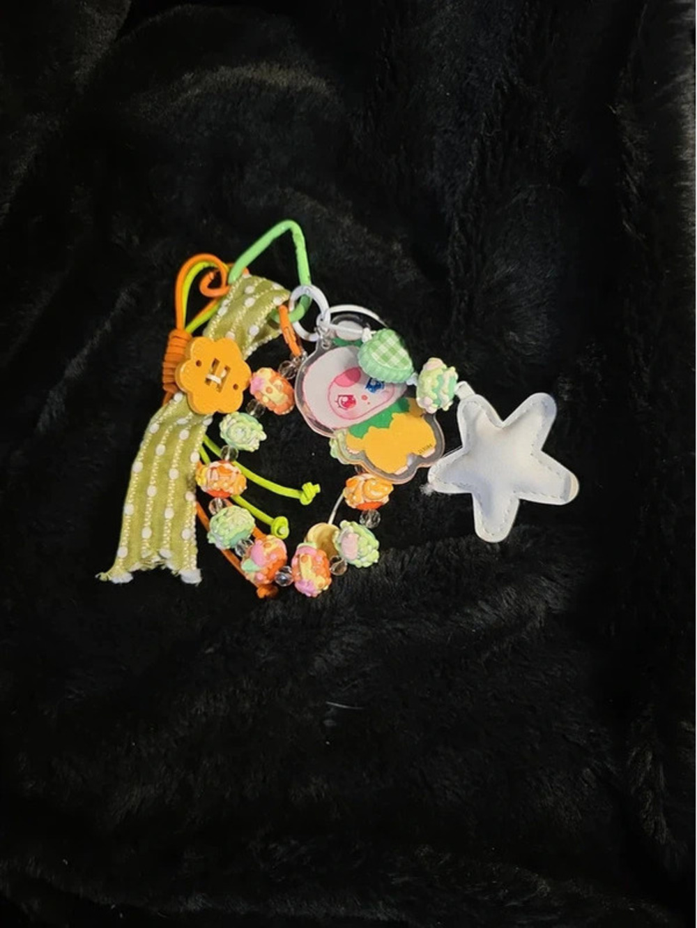 Baby Three Keyring Orange & Green